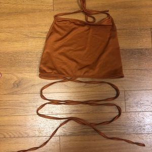 Orange wrap crop top